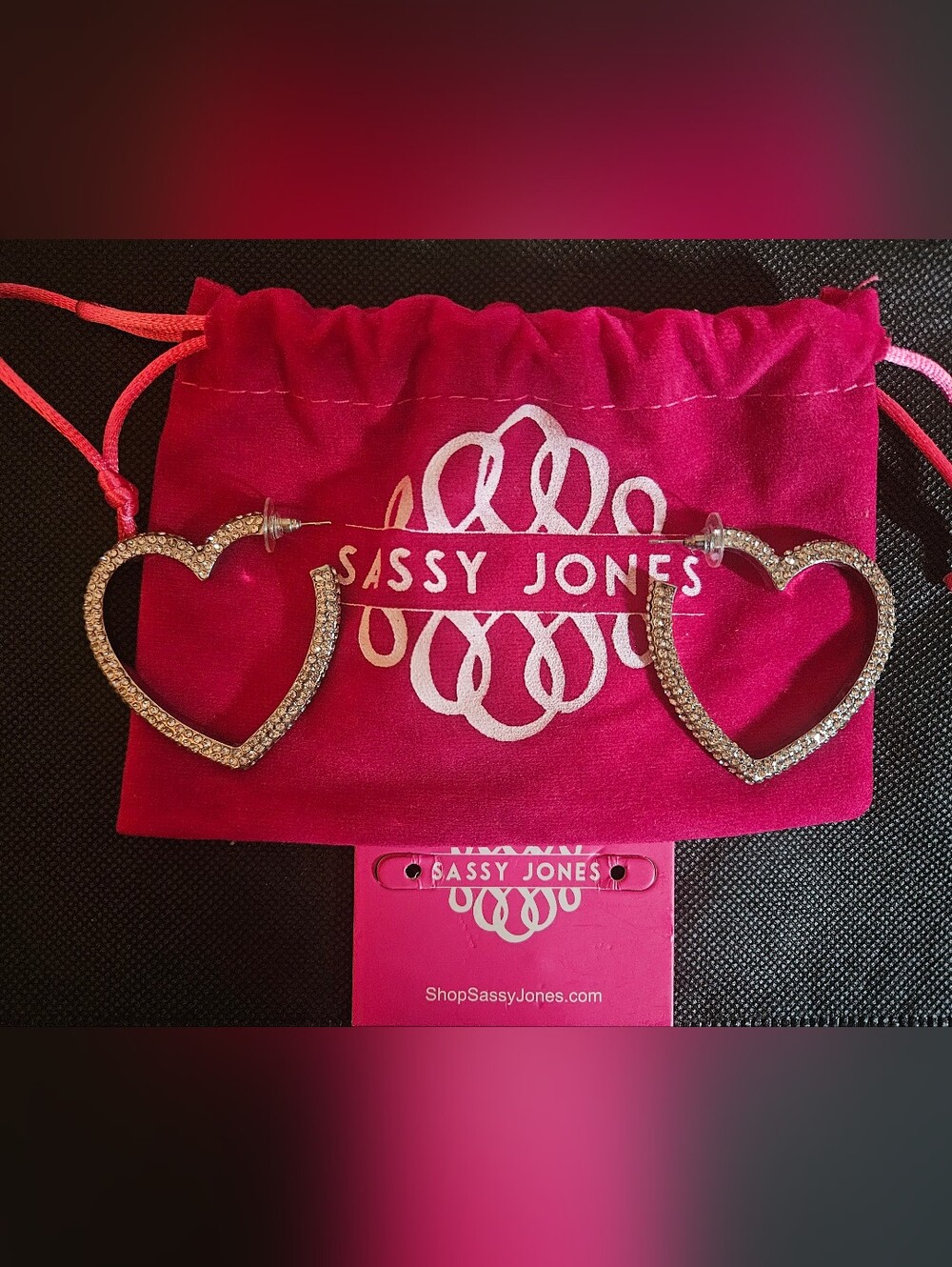 Sassy Jones - Fairydust Crystal Heart Hoops - Picture 2 of 3